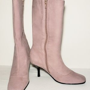 Pink suede boots